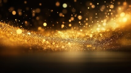 golden glitter vintage lights background. gold and black. de focused, Generative AI