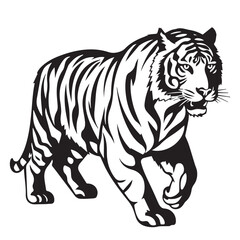Fototapeta na wymiar Simple black and white tiger silhouette isolated on white background