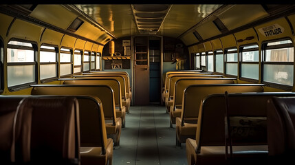 Fototapeta premium school bus interior ,generative ai