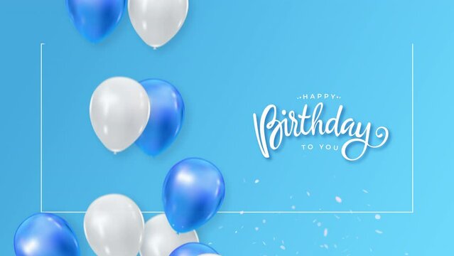 happy birthday card with balloons and party particle