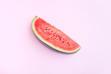 Watermelon fruit sliced on pink background, Organic fruit, Summer concept