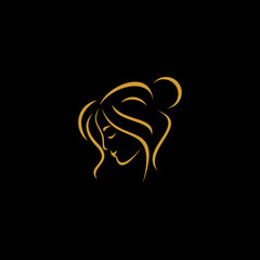 Beauty saloon logo. Woman face and hair logo vector.