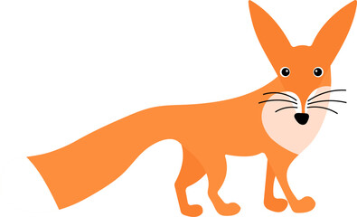 red fox cartoon image, vector stylised fox, forest animam picture for children