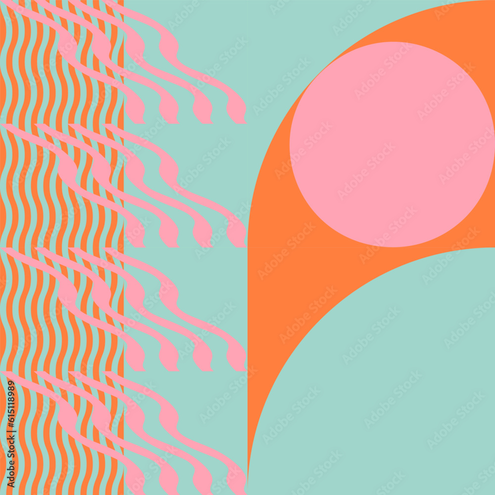 Fototapete modern abstract geometric vector seamless pattern with simple elements and shapes like circle, squar
