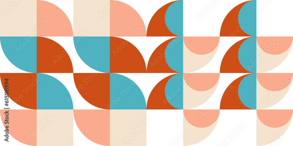 Leinwandbilder geometric abstract vector seamless pattern with circles, rectangles and squares in retro bauhaus sty