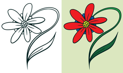 Red daisy flower. Editable graphic elements vector file for all your graphic needs.
