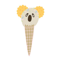 Vector illustrations of cute animals ice cream koala.