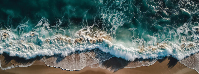 Sea and beach created from above by Generative AI