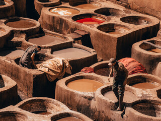 Fes' Chaouara Tannery: A vivid glimpse of the vibrant colors and traditional craftsmanship that...