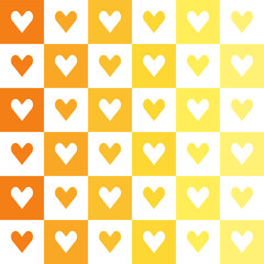 Yellow heart pattern. Heart vector pattern. Heart pattern.  Seamless geometric pattern for clothing, wrapping paper, backdrop, background, gift card, decorating.