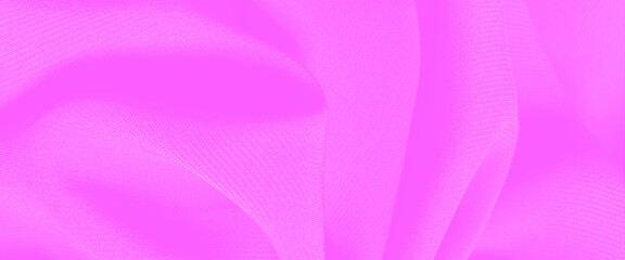 Silk Cloth Background, pink Satin Abstract Waving Fabric, pink chiffon fabric draped with large folds, wave textile background.