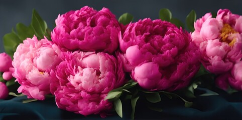 Flowers peonies close-up on a dark background.