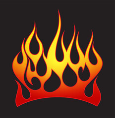 Fire flames, red and yellow gradient colored, isolated vector element