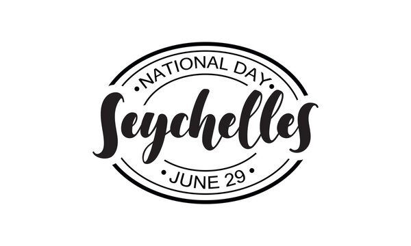 June 29 Seychelles Independence Day vector illustration. Modern brush ink calligraphy. Hand lettering typography. Postcard, logo, stamp, greeting card, banner design  isolated on white background