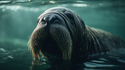 The walruses in the ocean. Generative AI