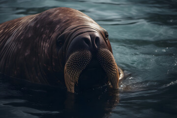 The walruses in the ocean. Generative AI