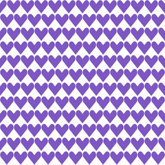 Purple heart pattern. Heart vector pattern. Heart pattern.  Seamless geometric pattern for clothing, wrapping paper, backdrop, background, gift card, decorating.