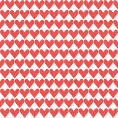 Red heart pattern. Heart vector pattern. Heart pattern.  Seamless geometric pattern for clothing, wrapping paper, backdrop, background, gift card, decorating.