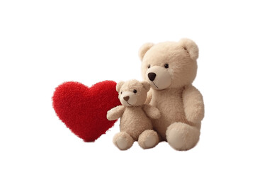 Two Cute Toy Bears with Heart Transparent Isolated Love , AI