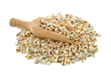 Millet in wood scoop on transparent png