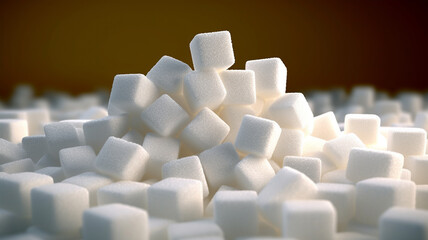 Pieces of white refined sugar, calories, diabetes prevention concept