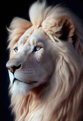 Obraz na płótnie Canvas Frendly lion portrait, circus trained animal ,made with Generative AI