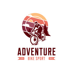 Bike man silhouette logo design