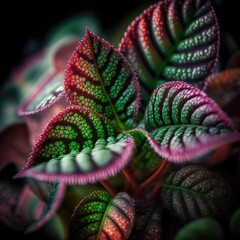 Multicolor fittonia albivenis plant close-up ,made with Generative AI