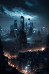 A futuristic cityscape with advanced cybersecurity, alien world ,made with Generative AI
