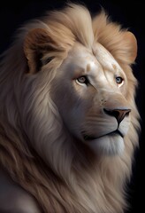 Frendly lion portrait, circus trained animal ,made with Generative AI