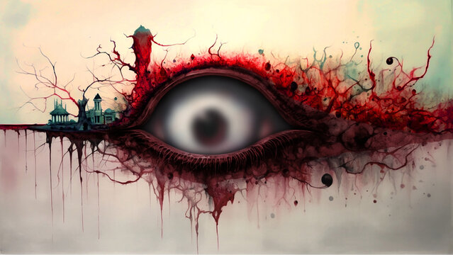 Hell's Duality, devil eye, ethereal imagery, heaven and hell.