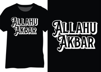 Allahu Akbar Typography Word, Muslim Motivational Quotes