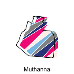 Muthanna Map is highlighted on the Iraq country, illustration design template
