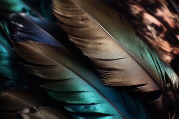 Close-up of feathers background. Generative AI