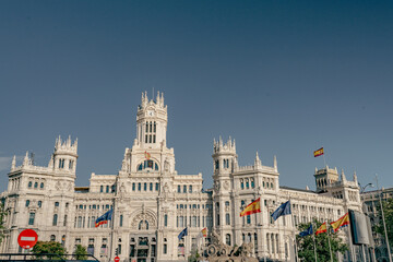 Fototapeta na wymiar spanish architecture and flags