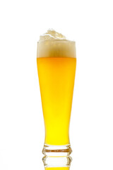 A glass of fresh drafted wheat beer