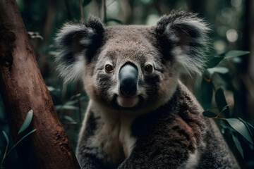 Koala in temperate forest. Generative AI