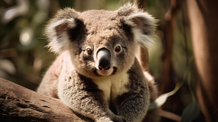 Fototapeta premium Koala in temperate forest. Generative AI