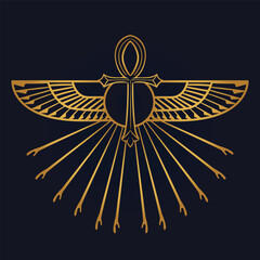 Holy Egyptian eye of horus  with wings  and Ra God of Sun with ankh 3