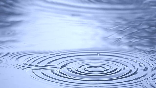 Close-up rain drop dropping in to water slow motion