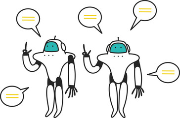 指さしする生成AIまたヒューマノイド　セット　イラスト素材
