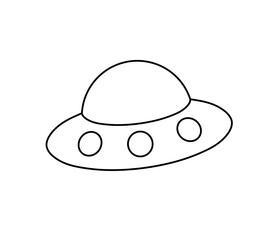 Vector isolated one single simple ufo flying saucer   colorless black and white contour line easy drawing