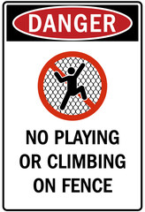 Do not climb warning sign and labels
