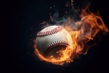 Baseball on fire, Generative AI illustration