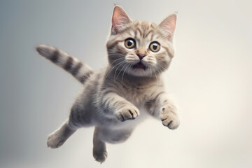 Obraz premium domestic cat jumping in air, Generative AI illustration