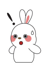 Cute Bunny Sticker Cartoon Illustration Isolated On White Background. Kawaii cute cartoon character design. 