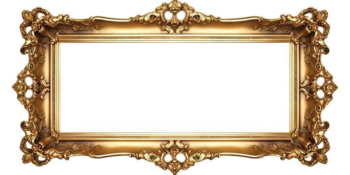 Gold Ornate Frame Isolated on White Background for Display or Decoration Generative AI illustrations