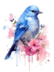 Bird Watercolor Clip art, Watercolor Sublimation Design, Floral Clip art