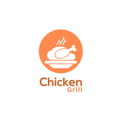 chicken grill logo design vector templet,