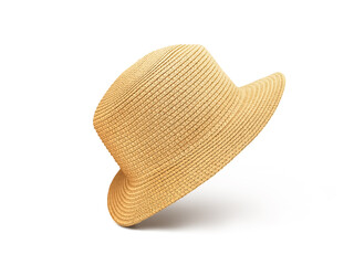 vintage straw hat isolated on white background